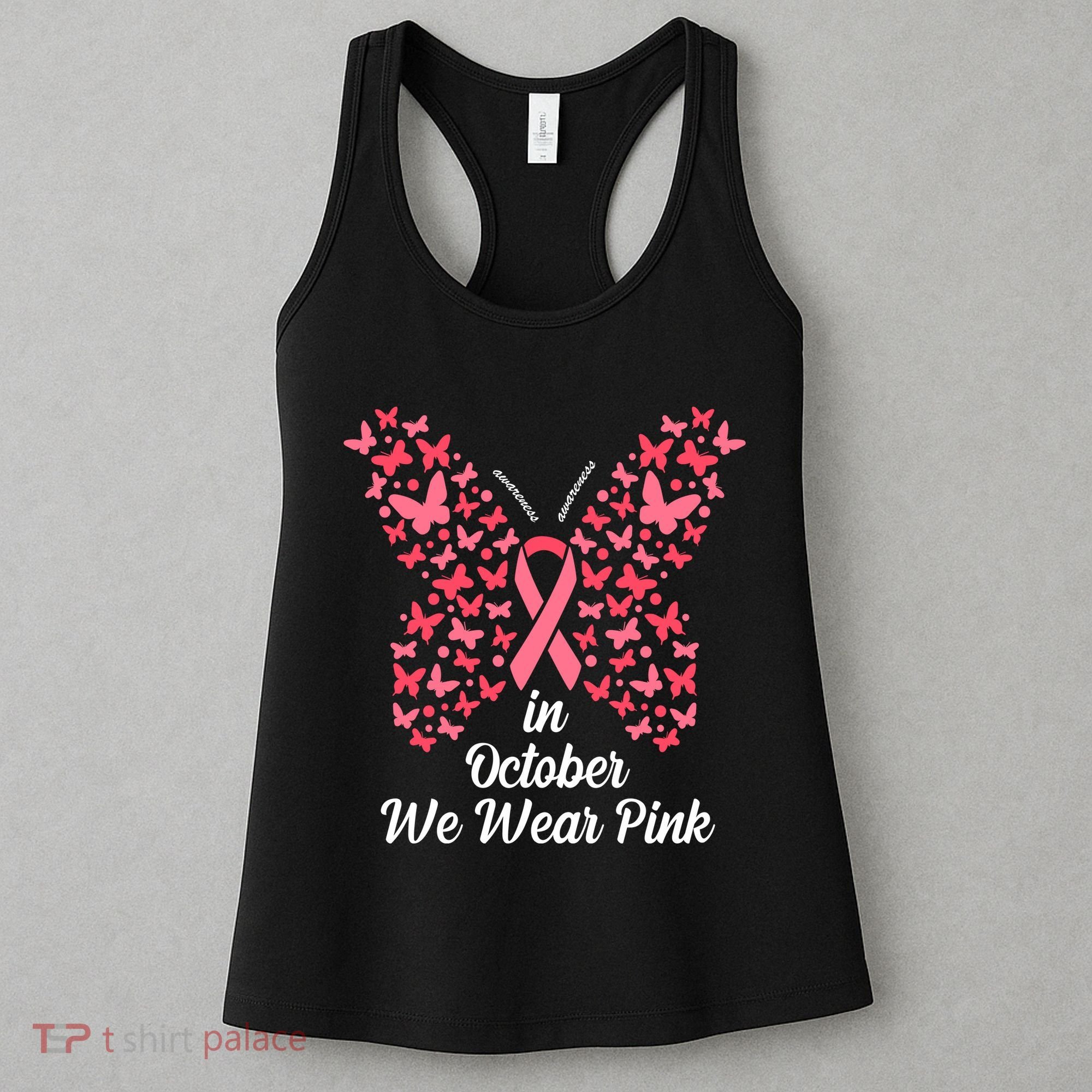In October We Wear Pink Butterfly Breast Cancer Ribbon Women's Tank Top