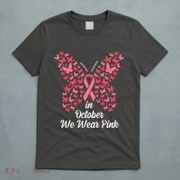 In October We Wear Pink Butterfly Breast Cancer Ribbon T-Shirt thumb 5