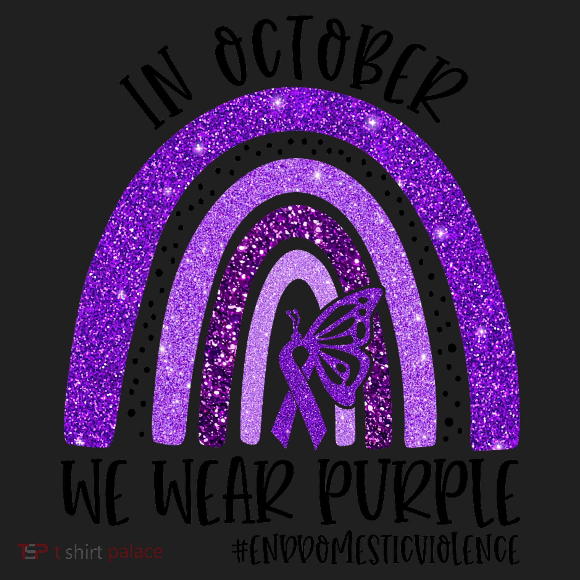 In October We Wear Purple Rainbow End Domestic Violence Women's Sweatshirt