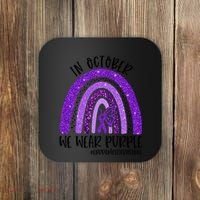 In October We Wear Purple Rainbow End Domestic Violence Coaster thumb 0