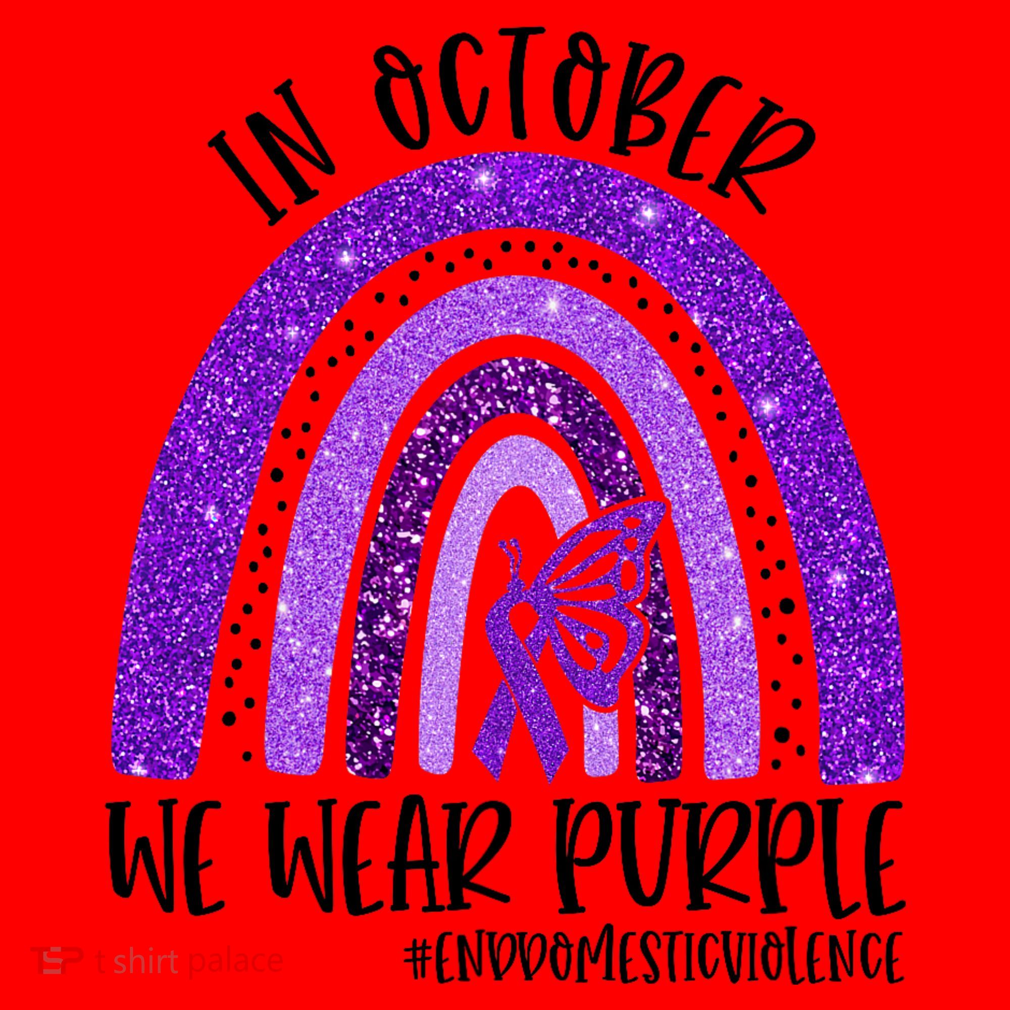In October We Wear Purple Rainbow End Domestic Violence Santa Hat