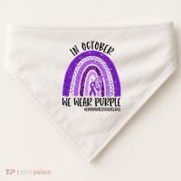 In October We Wear Purple Rainbow End Domestic Violence USA-Made Doggie Bandana thumb 0