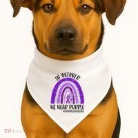 In October We Wear Purple Rainbow End Domestic Violence USA-Made Doggie Bandana thumb 1