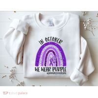 In October We Wear Purple Rainbow End Domestic Violence Sweatshirt thumb 2