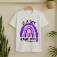 In October We Wear Purple Rainbow End Domestic Violence T-Shirt thumb 2