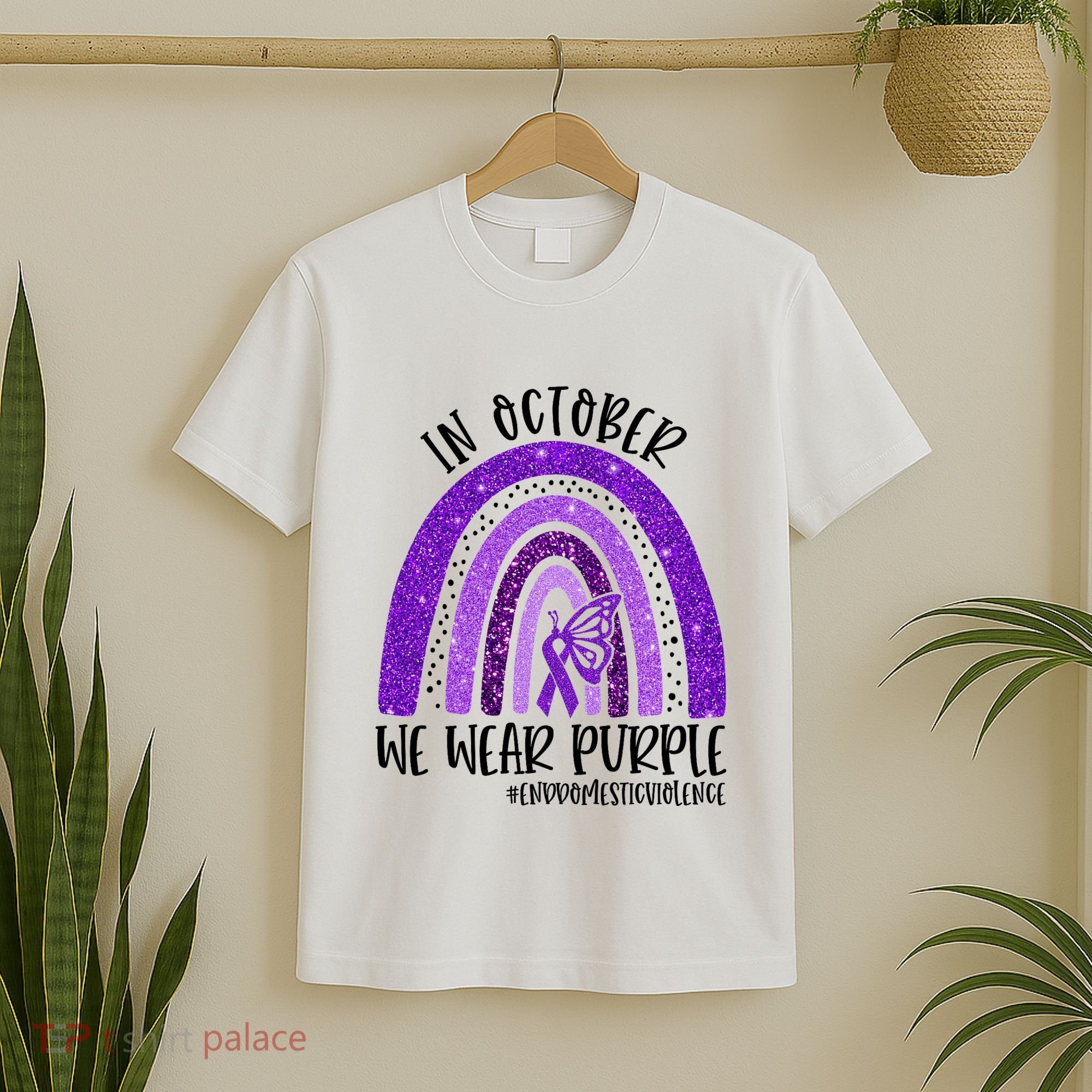In October We Wear Purple Rainbow End Domestic Violence T-Shirt