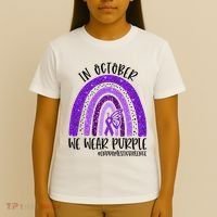 In October We Wear Purple Rainbow End Domestic Violence T-Shirt thumb 4