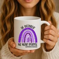 In October We Wear Purple Rainbow End Domestic Violence Coffee Mug thumb 3