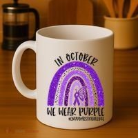 In October We Wear Purple Rainbow End Domestic Violence Coffee Mug thumb 4