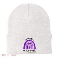 In October We Wear Purple Rainbow End Domestic Violence Beanie thumb 0