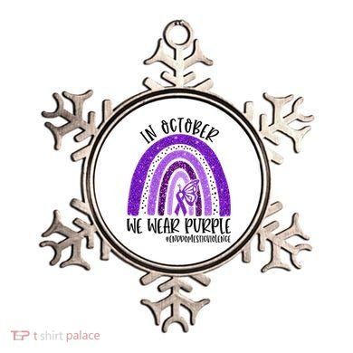 In October We Wear Purple Rainbow End Domestic Violence Ornament