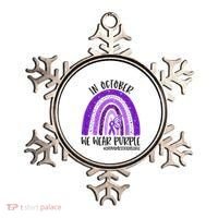 In October We Wear Purple Rainbow End Domestic Violence Ornament thumb 0