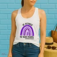 In October We Wear Purple Rainbow End Domestic Violence Women's Tank Top thumb 2