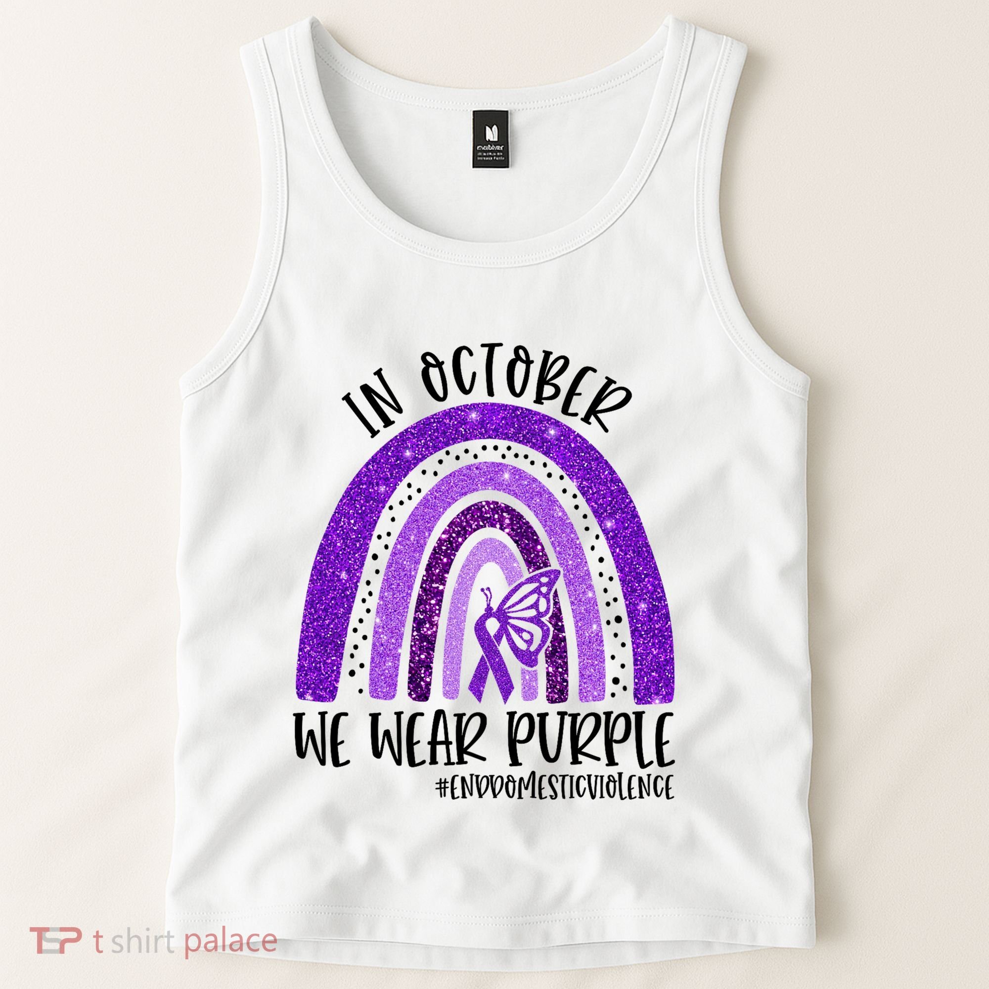 In October We Wear Purple Rainbow End Domestic Violence Tank Top