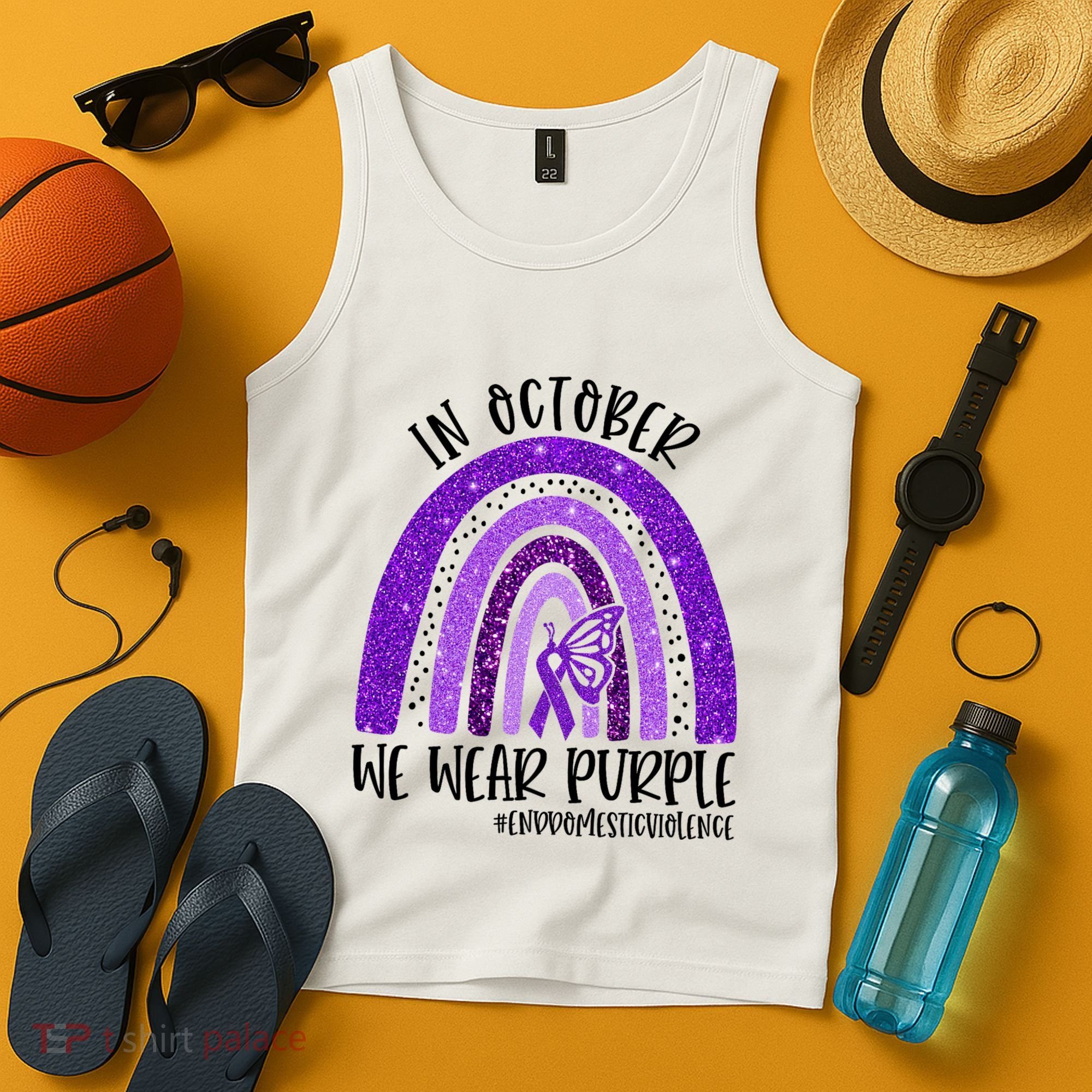 In October We Wear Purple Rainbow End Domestic Violence Tank Top