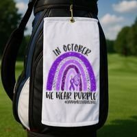 In October We Wear Purple Rainbow End Domestic Violence Golf Towel thumb 2