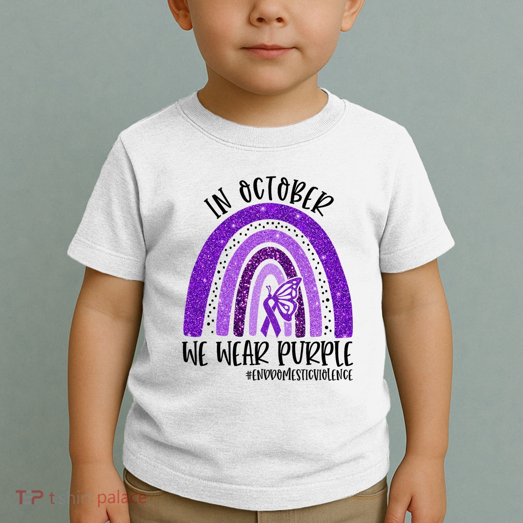 In October We Wear Purple Rainbow End Domestic Violence Toddler T-Shirt