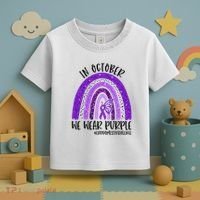 In October We Wear Purple Rainbow End Domestic Violence Toddler T-Shirt thumb 3