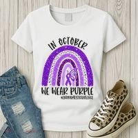 In October We Wear Purple Rainbow End Domestic Violence Women's T-Shirt thumb 3