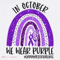 In October We Wear Purple Rainbow End Domestic Violence Kids Sweatshirt thumb 2