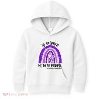 In October We Wear Purple Rainbow End Domestic Violence Kids Hoodie thumb 0