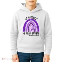 In October We Wear Purple Rainbow End Domestic Violence Kids Hoodie thumb 4