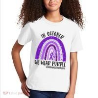 In October We Wear Purple Rainbow End Domestic Violence Kids T-Shirt thumb 2