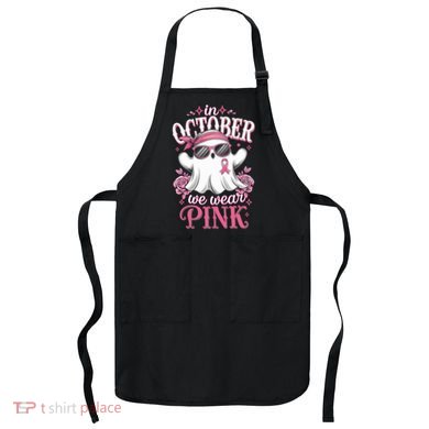 In October We Wear Cute Spooky Halloween Breast Cancer Apron