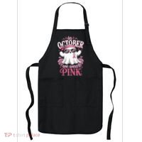 In October We Wear Cute Spooky Halloween Breast Cancer Apron thumb 0