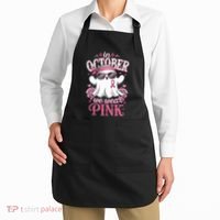 In October We Wear Cute Spooky Halloween Breast Cancer Apron thumb 2