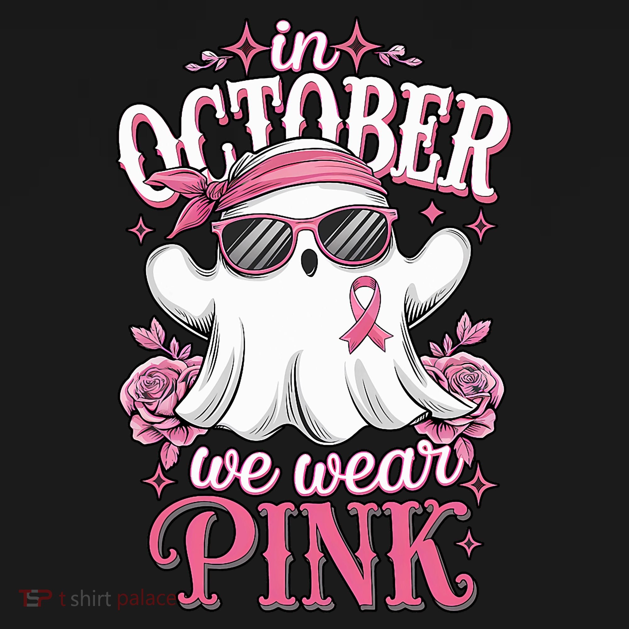 In October We Wear Cute Spooky Halloween Breast Cancer Apron