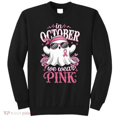 In October We Wear Cute Spooky Halloween Breast Cancer Sweatshirt
