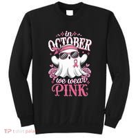 In October We Wear Cute Spooky Halloween Breast Cancer Sweatshirt thumb 0