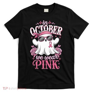In October We Wear Cute Spooky Halloween Breast Cancer T-Shirt