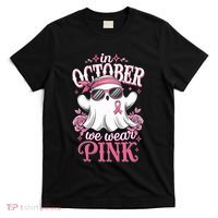 In October We Wear Cute Spooky Halloween Breast Cancer T-Shirt thumb 0