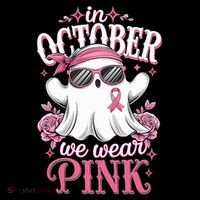 In October We Wear Cute Spooky Halloween Breast Cancer Coffee Mug thumb 5