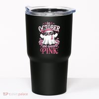 In October We Wear Cute Spooky Halloween Breast Cancer Tumbler thumb 0