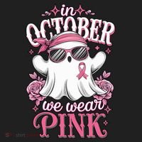 In October We Wear Cute Spooky Halloween Breast Cancer Tumbler thumb 3