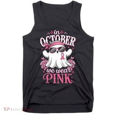 In October We Wear Cute Spooky Halloween Breast Cancer Tank Top