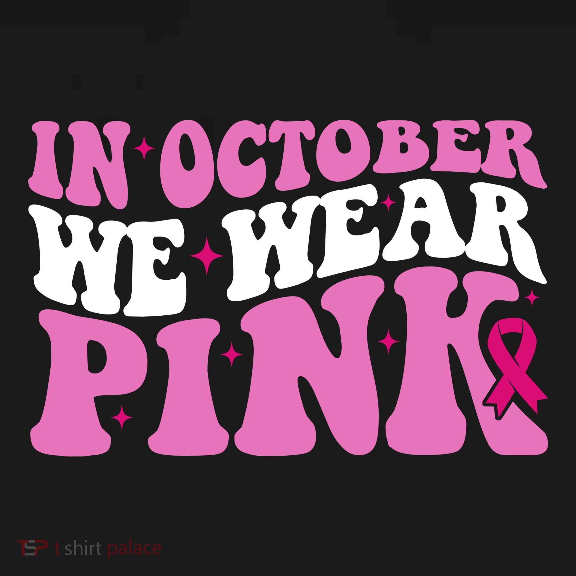 In October We Wear Pink Breast Cancer Ribbon Coaster