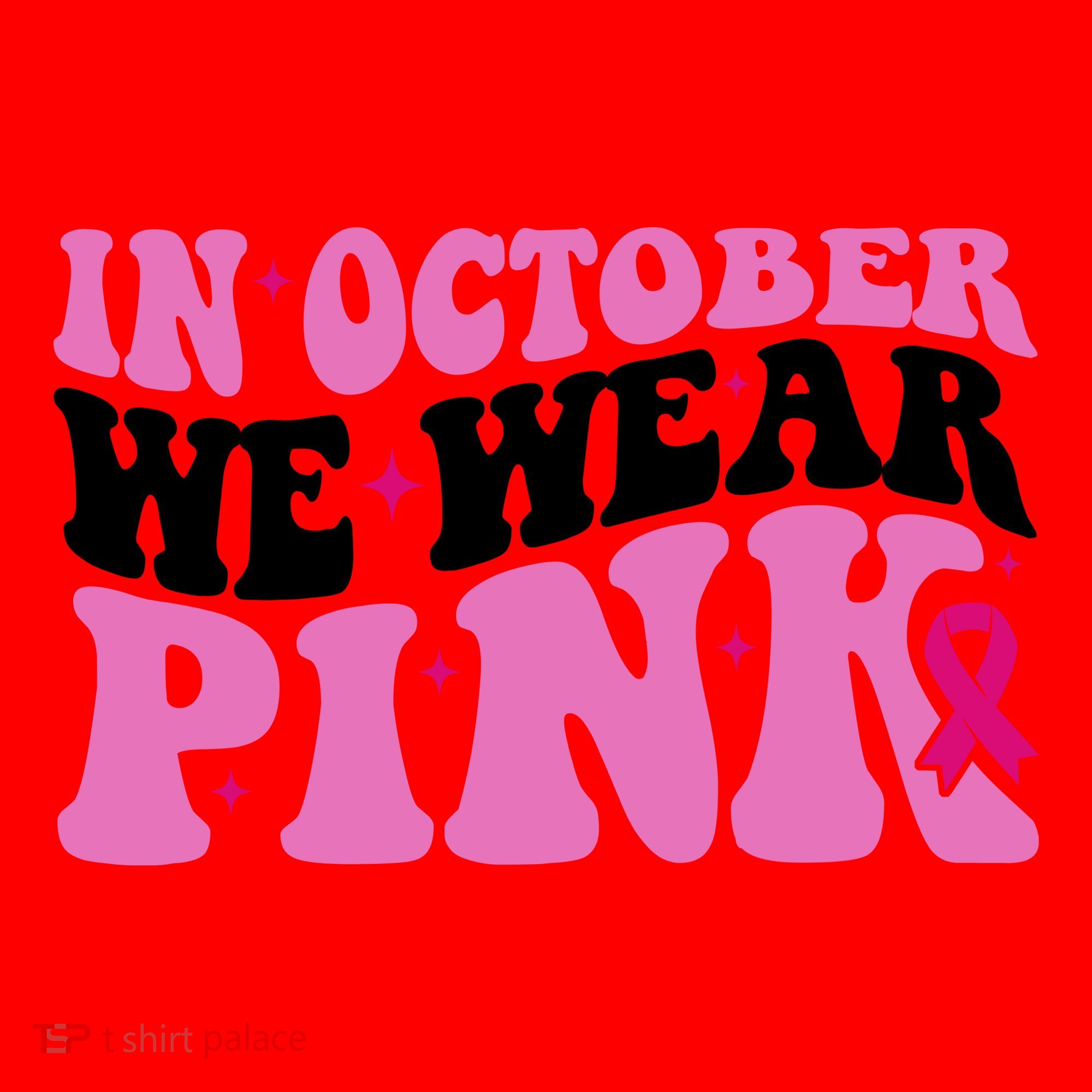 In October We Wear Pink Breast Cancer Ribbon Santa Hat