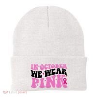 In October We Wear Pink Breast Cancer Ribbon Beanie thumb 0