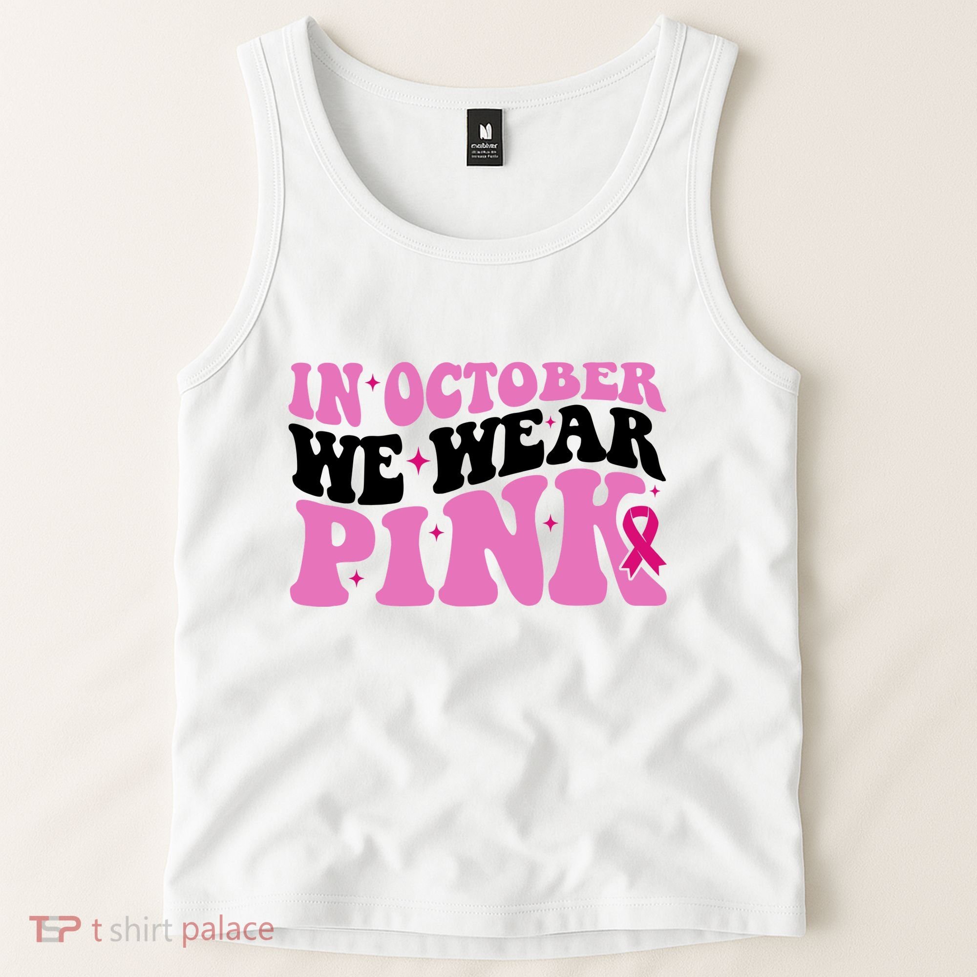 In October We Wear Pink Breast Cancer Ribbon Tank Top
