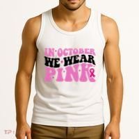 In October We Wear Pink Breast Cancer Ribbon Tank Top thumb 3