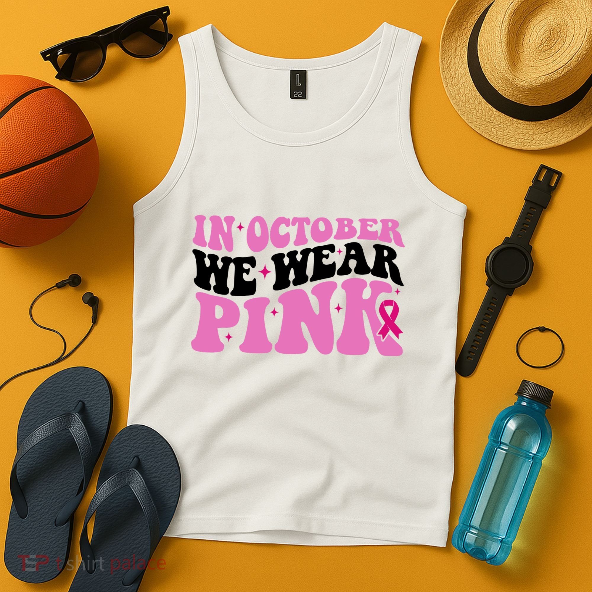In October We Wear Pink Breast Cancer Ribbon Tank Top