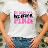 In October We Wear Pink Breast Cancer Ribbon Women's T-Shirt thumb 2