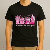 In October We Wear P.Ink Ribbon Pumpkin Spice Breast Cancer Gift T-Shirt thumb 3