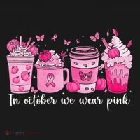 In October We Wear P.Ink Ribbon Pumpkin Spice Breast Cancer Gift Bucket Hat thumb 4