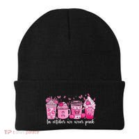 In October We Wear P.Ink Ribbon Pumpkin Spice Breast Cancer Gift Beanie thumb 0