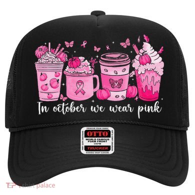 In October We Wear P.Ink Ribbon Pumpkin Spice Breast Cancer Gift Hat